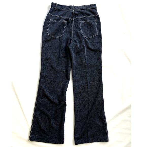 Vintage Western Flare Pants Sears, Dark Blue "Denim Look" Stretch 1970s Retro - Picture 8 of 13